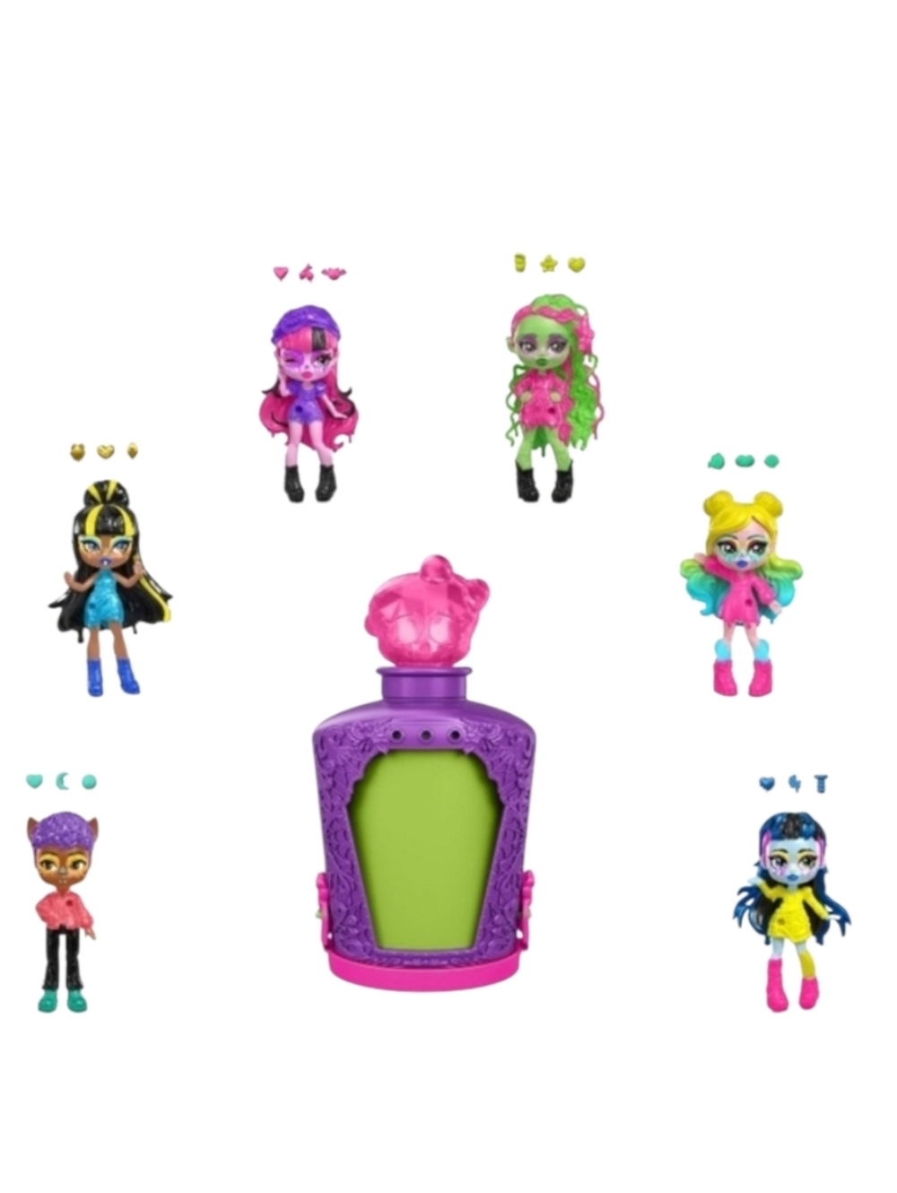 🐎♡Monster High Potions Mini Dolls, Surprise Character Figures with Water Reveal